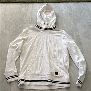 Old Navy  Hooded Sweatshirt White/ Black Stripes  long sleeve Unisex  men’s sz M